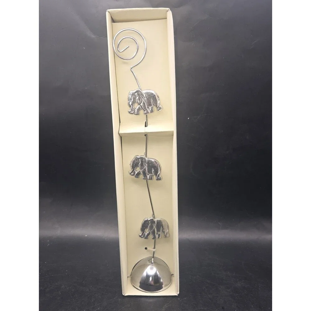 Vintage Pier One Silvertone Elephant Picture Photo Display NOS